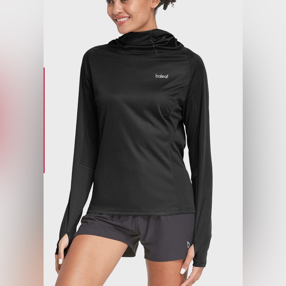 Baleaf Women’s Small‎ Hiking Black Hoodie Shirt Face Cover
